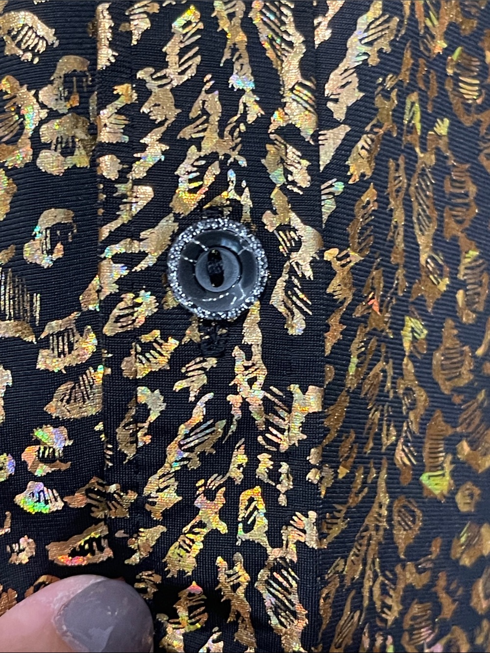 Gold Metallic Patterned Men’s Dress Shirt M - Picture 6 of 7